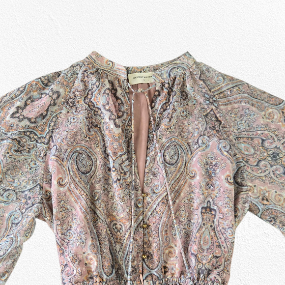 Boho Bell Sleeve Paisley Romper Festival Goodnight Macaroon Size Small Small - Picture 2 of 15